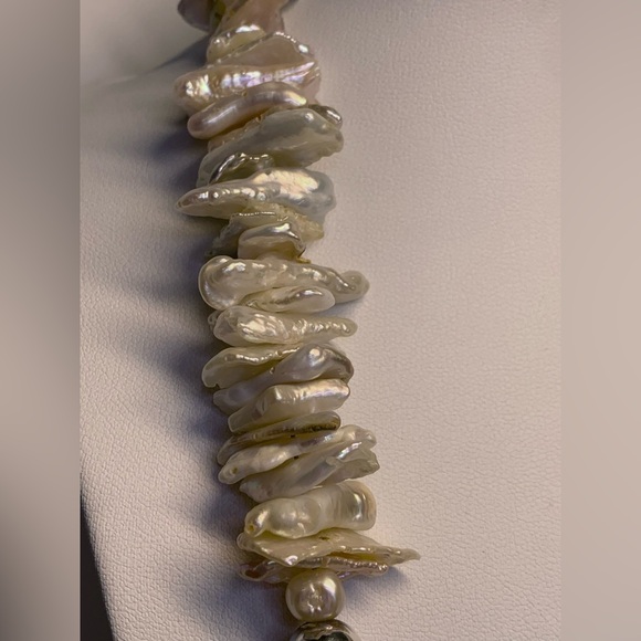 Vintage Sterling Silver Baroque & FW Pearl Necklace & Ichthus Fish Pendant - Picture 7 of 16